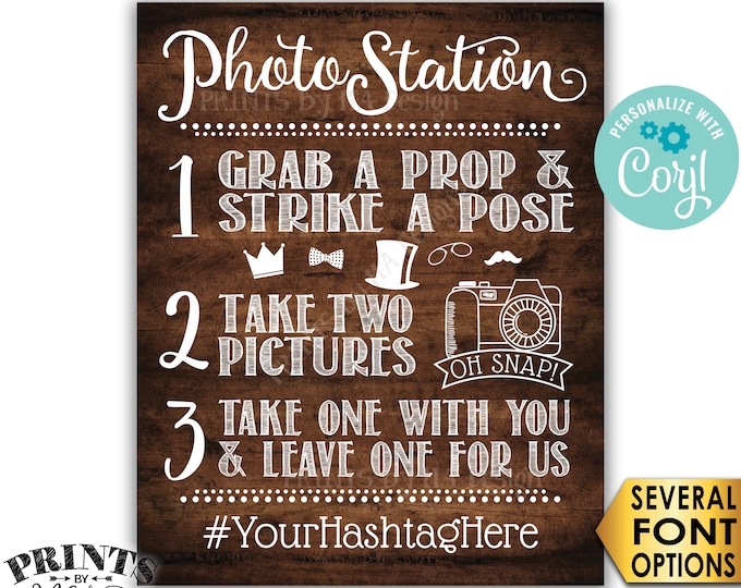 Photo Station Sign, Take 2 Pictures & Leave One For Us, Custom PRINTABLE 8x10/16x20” Rustic Wood Style Sign <Edit Yourself with Corjl>