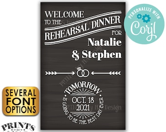 Wedding Rehearsal Dinner Sign, Tomorrow is Going to Be The Best Day Ever, PRINTABLE 24x36” Chalkboard Style Sign <Edit Yourself with Corjl>