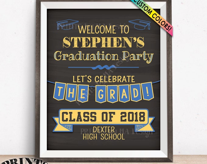 Graduation Sign, Welcome to the Graduation Party Decorations, Graduation Party Welcome Sign, PRINTABLE 8x10/16x20” Chalkboard Style Sign