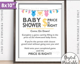 Price is Right Baby Shower Game Sign, Guess the Prices Activity, Price Game Sign, Gender Neutral Shower, 8x10” Printable Instant Download