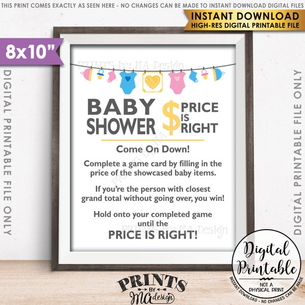 Price is Right Baby Shower Game Sign, Devinez l'activité des prix, Price Game Sign, Gender Neutral Shower, 8x10" Téléchargement instantané imprimable