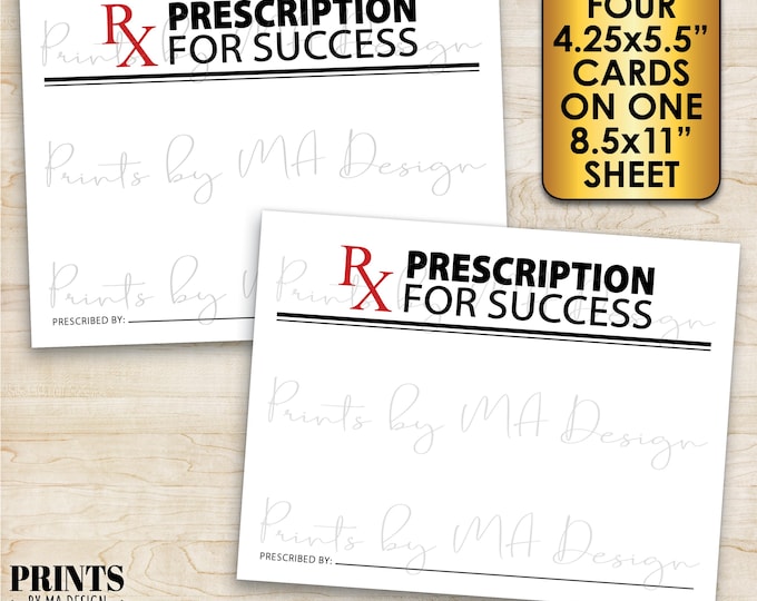 Please Leave Your Prescription for Success, Nurse Doctor Med School Graduation, PRINTABLE 8.5x11" sheet, 4.25x5.5" RX Grad Advice Cards <ID>