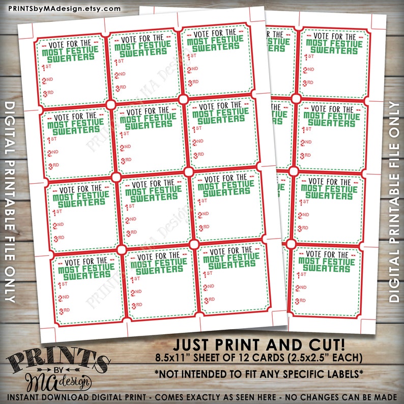 Most Festive Sweater Voting Ballots Cast Your Vote Tacky | Etsy