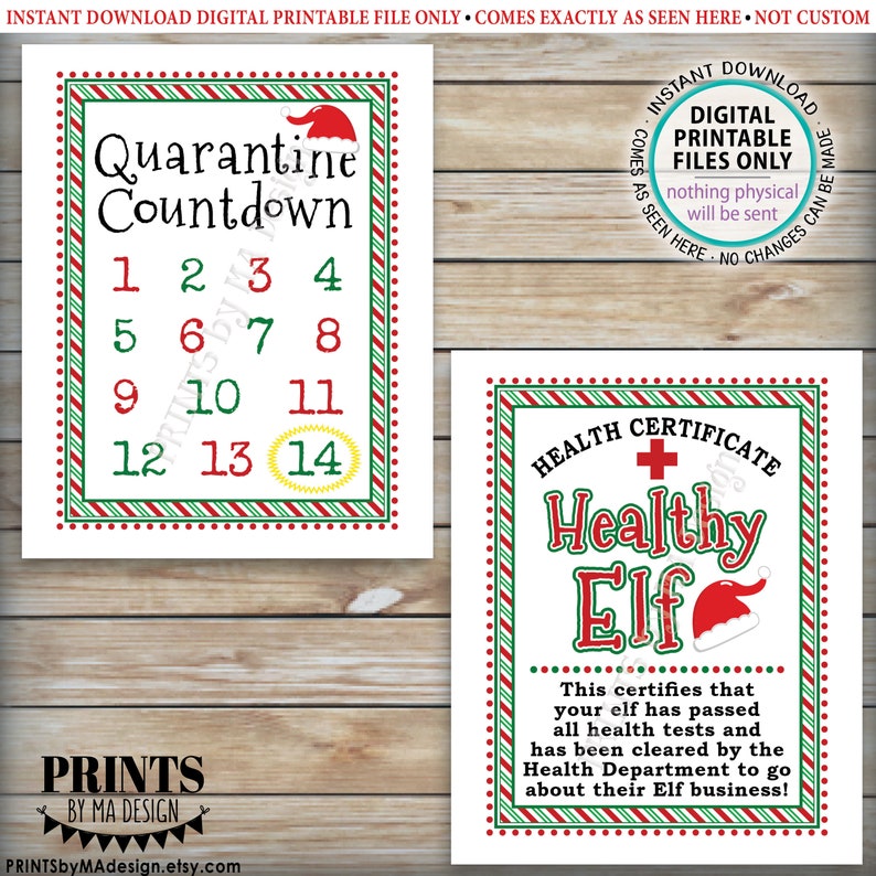 Elf Quarantine Signs Keep Santa Healthy During Covid | Etsy