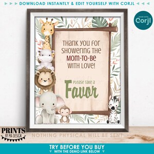 Bearbeitbares Schild im Aquarellstil mit Baby-Tieren, Babyparty, individueller Text wählbar, druckbares Schild (8x10/16x20 Zoll) <Selbst bearbeiten mit Corjl> Bild 2