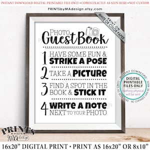 Photo Guestbook Sign, Guest Book Wedding Sign, Birthday Party, Graduation Memorybook, Retirement Scrapbook, PRINTABLE 8x10/16x20” Sign <ID>