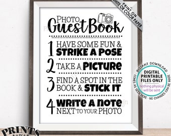 Photo Guestbook Sign, Guest Book Wedding Sign, Birthday Party, Graduation Memorybook, Retirement Scrapbook, PRINTABLE 8x10/16x20” Sign <ID>