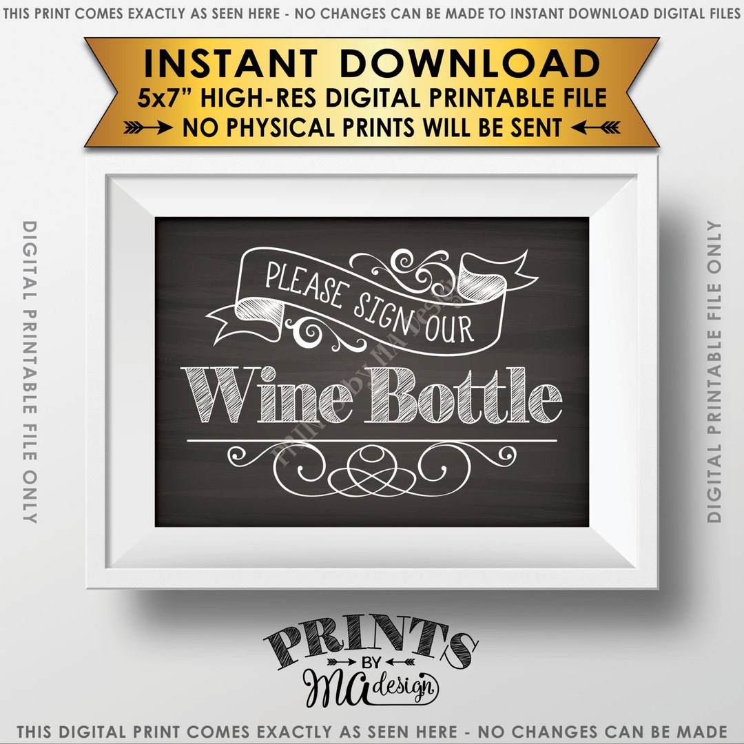 Please Sign Our Wine Bottle Sign, Guestbook Alternative, Wedding Reception, Anniversary ...