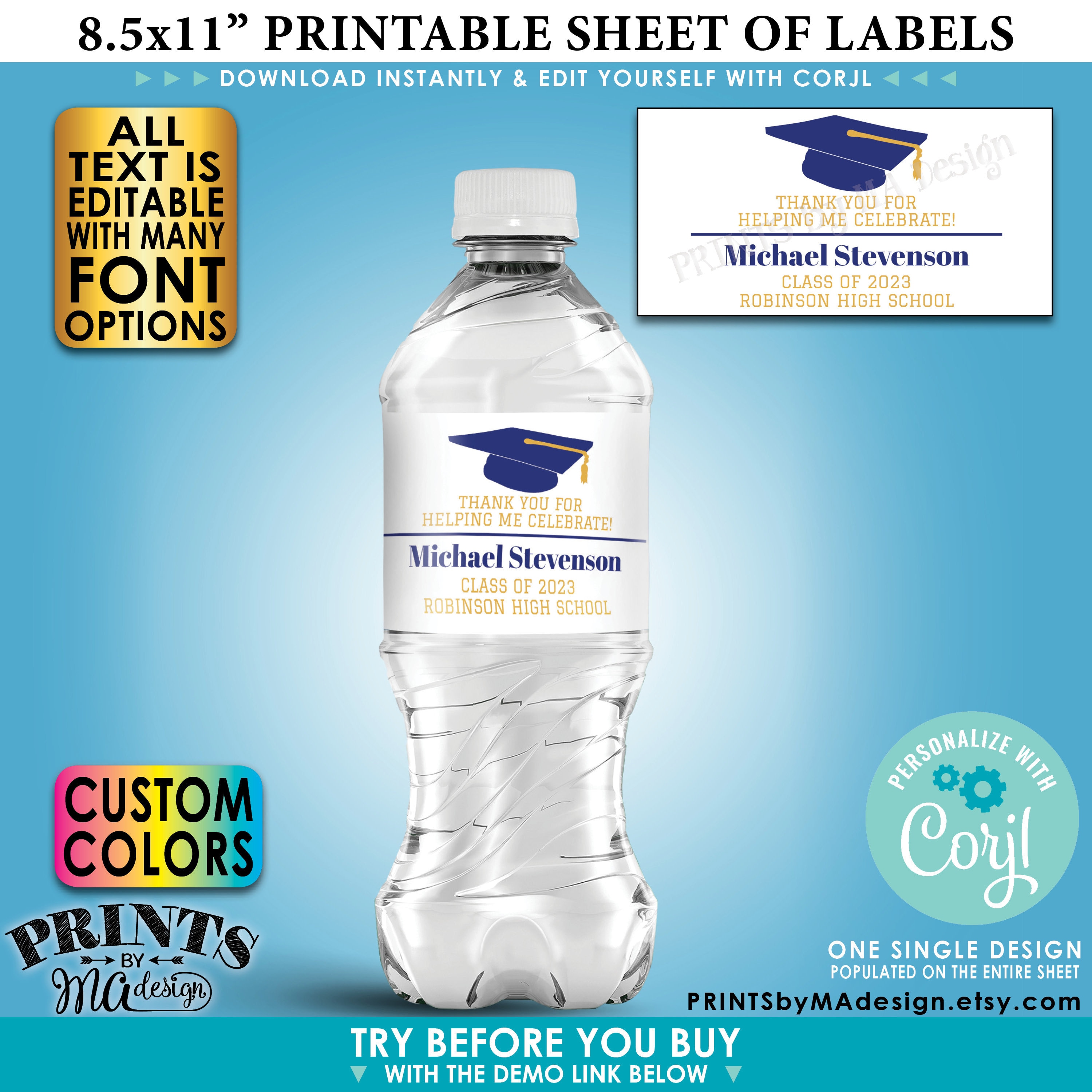 Free Printable Water Bottle Labels For Graduation