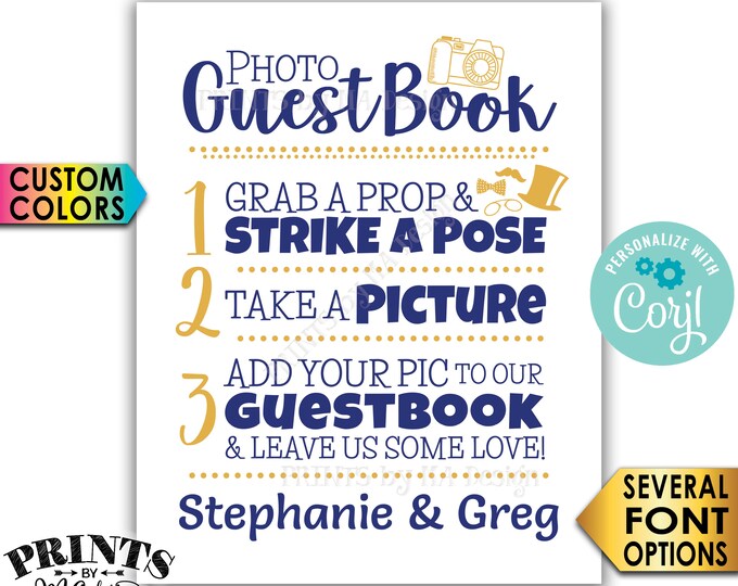 Wedding Photo Guestbook Sign, Add your photo & Leave Us Some Love, Custom Colors, PRINTABLE 8x10"/16x20" Sign <Edit Yourself with Corjl>