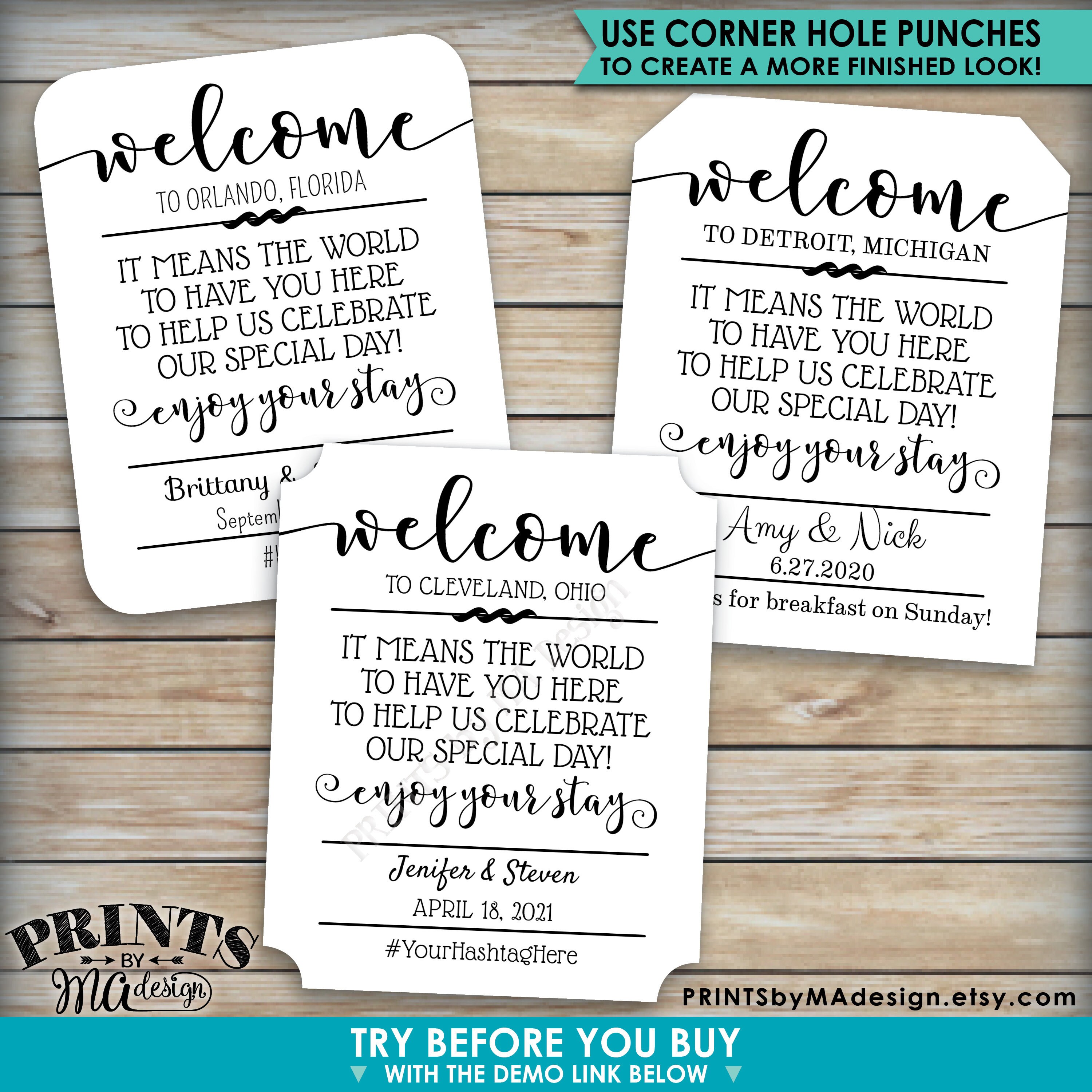 Wedding Welcome Bag Tags, Destination, Out of Town Guests Goodie