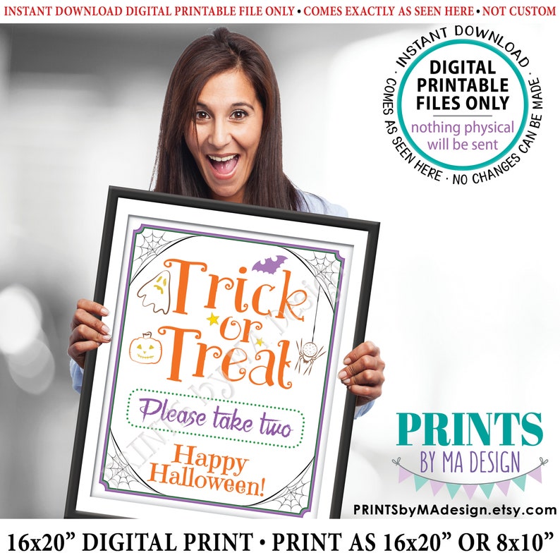 Trick or Treat Sign Please Take Two Help Yourself to Candy Etsy