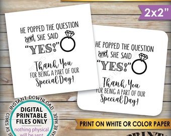 Engagement Party Thank You Tags, Thank You for Being a Part of Our Special Day Wedding Tags, Square 2" tags on 8.5x11" PRINTABLE Sheet <ID>