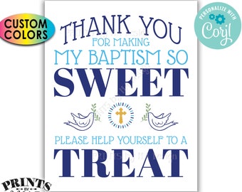 Thank You for Making My Baptism so Sweet Please help yourself to a Treat, PRINTABLE 8x10/16x20” Sign <Edit Colors Yourself with Corjl>