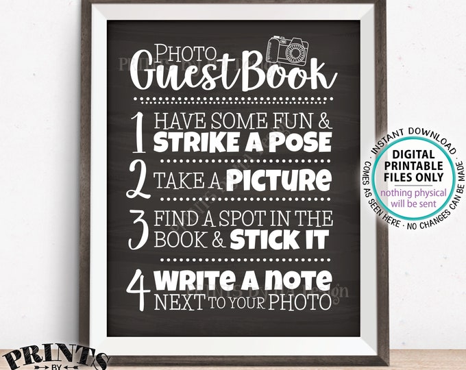 Photo Guestbook Sign, Guest Book Wedding Sign, Graduation Memorybook, Retirement Scrapbook, PRINTABLE 8x10/16x20” Chalkboard Style Sign <ID>