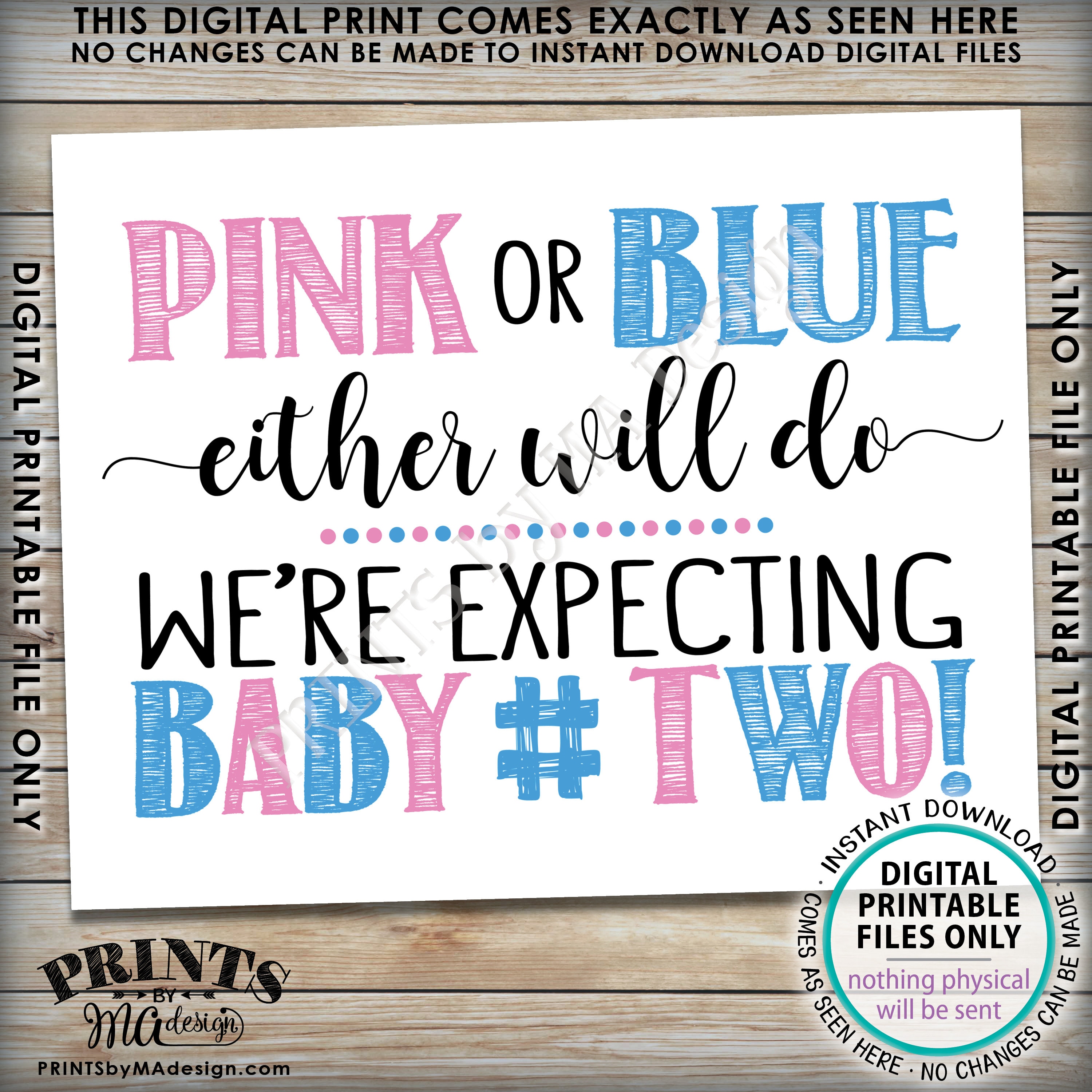 Baby Number 2 Pregnancy Announcement, Pink or Blue Either Will Do