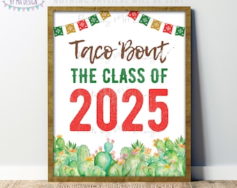 Taco Bout the Class of 2025 Graduation Party Sign, Fiesta Cactus Themed PRINTABLE 8x10/16x20” Class of '25 Grad Party Decoration <ID>