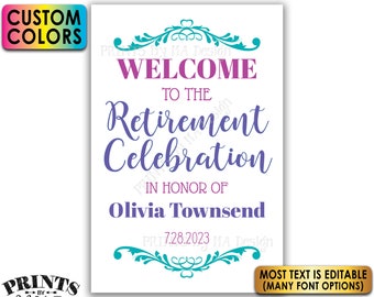 Retirement Party Sign, Welcome to the Retirement Celebration, Custom Colors, PRINTABLE 24x36” Sign <Edit Yourself with Corjl>