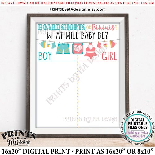 Bikinis or Boardshorts Gender Reveal Cake Topper Boy or Girl Etsy