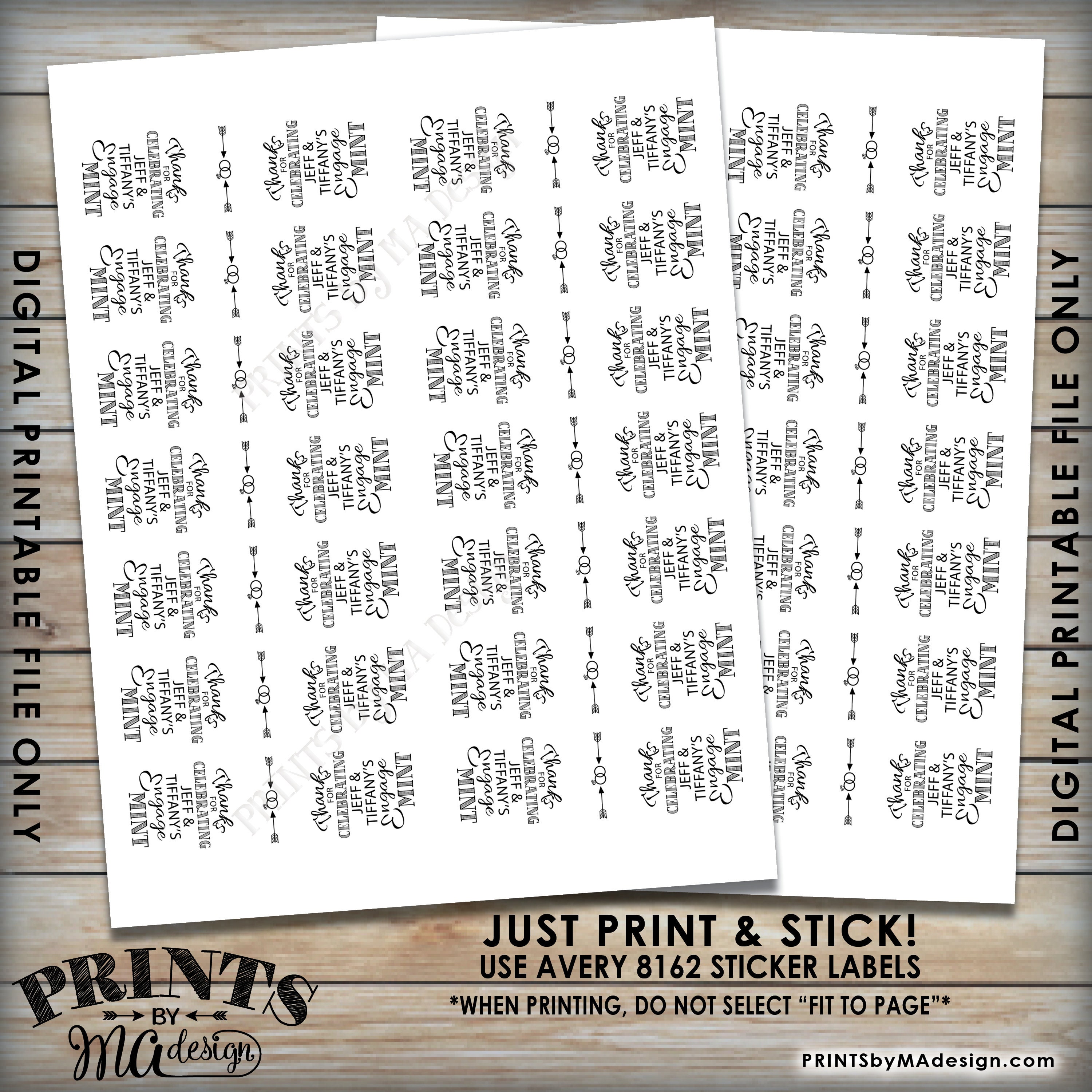 Engagement Tic Tac Labels, Custom Engagement Party Candy Labels, 1-1