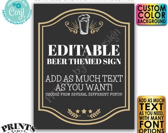 Editable Beer Themed Sign, Cheers & Beers, Choose Your Text, One Custom PRINTABLE 8x10/16x20” Portrait Sign <Edit Yourself w/Corjl>