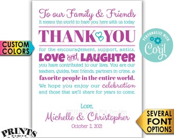 Wedding Thank You Sign, Thank Family and Friends, Custom PRINTABLE 8x10/16x20” Wedding Sign <Edit Yourself with Corjl>