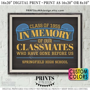 In Memory Sign for Reunion Memorial, In Memoriam of the Classmates Who Have Gone Before Us, PRINTABLE 8x10/16x20” Chalkboard Style Sign
