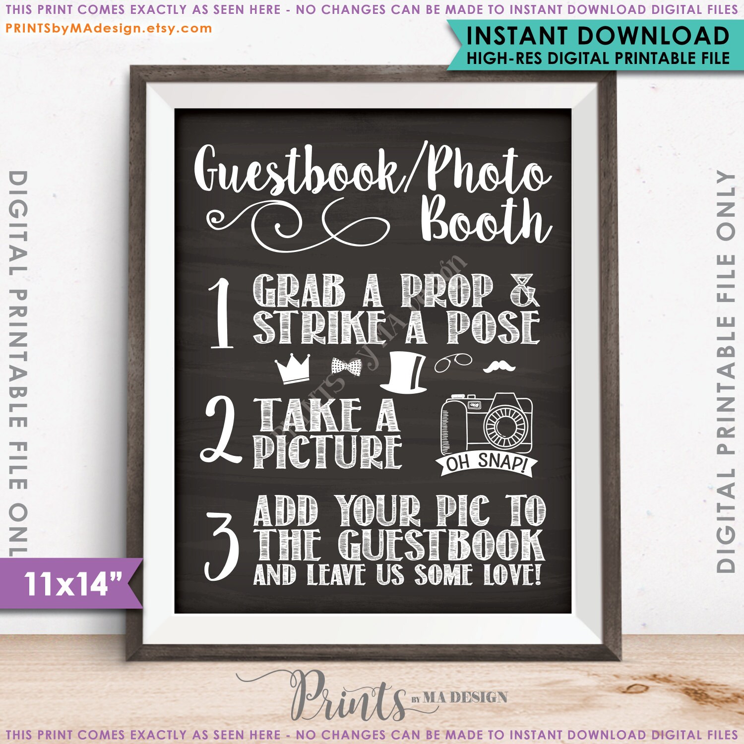 Guestbook Photobooth Sign, Add photo to the guestbook Photo Booth Wedding Sign, Chalkboard Style ...