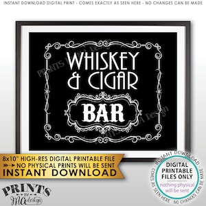 Whisky & Cigar Bar Dekor, Whisky und Cigar Bar Schild, Better with Age Vintage Whisky Geschenk, schwarz und weiß DRUCKBARE 20x10” Schild &lt;ID&gt;
