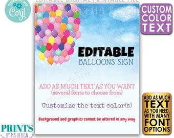 Editable Balloons Sign, Adventure Awaits, Custom Watercolor Style PRINTABLE 8x10/16x20” Sign Up Entrance Decor <Edit Yourself with Corjl>