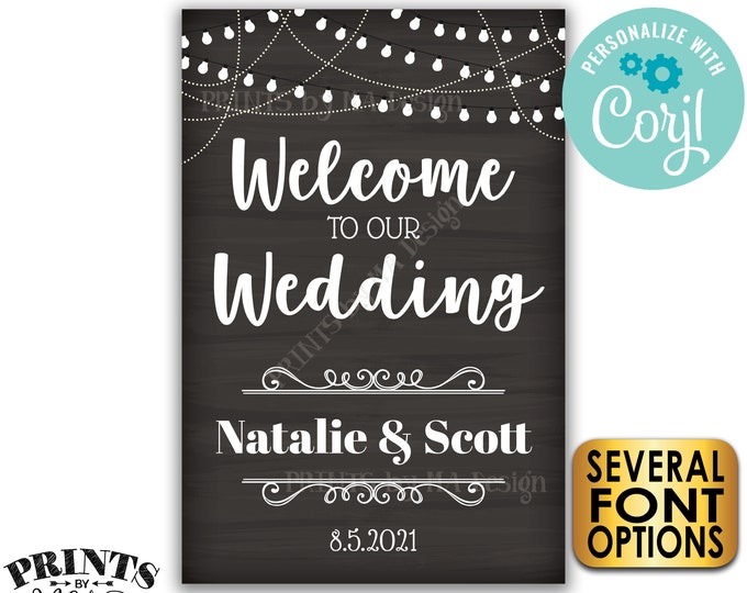 Welcome to Our Wedding Sign, Wedding Welcome, PRINTABLE 24x36" Chalkboard Style Wedding Entrance Sign <Edit Yourself with Corjl>