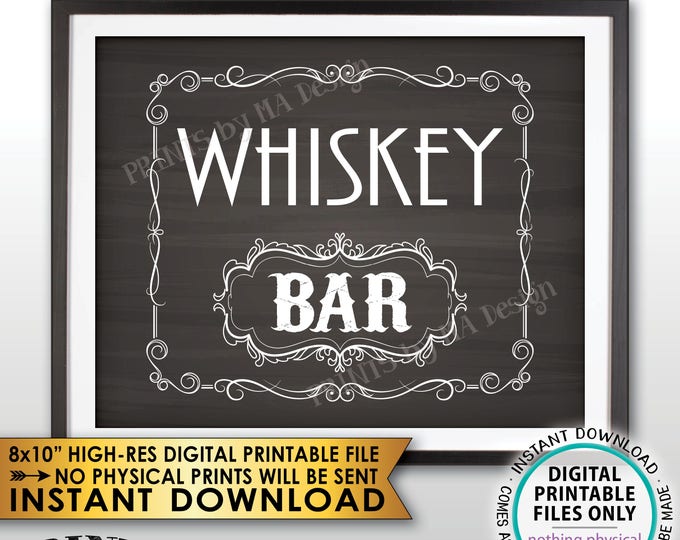 Whiskey Bar Decor, Whiskey Bar Sign, Better with Age Vintage Whiskey Gift, Whisky Decor, Chalkboard Style PRINTABLE 8x10” Whiskey Sign <ID>