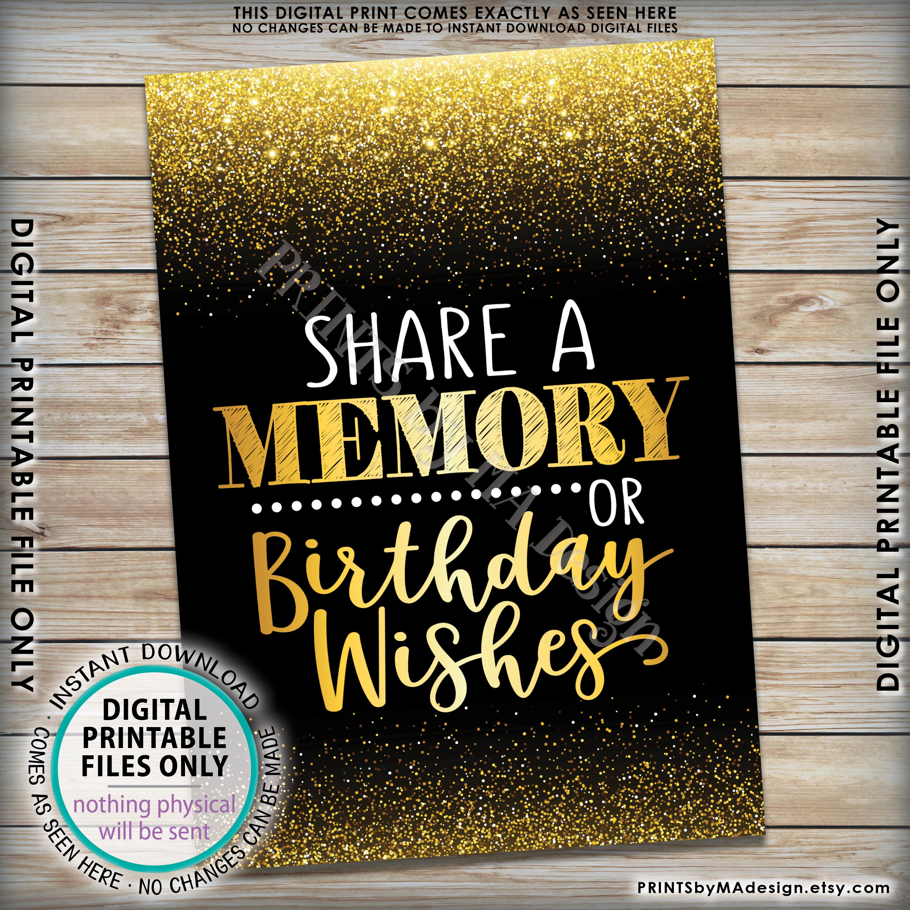 Share a Memory Printable Sign and Card Set | Birthday Wishes | Words of  Love | Wedding | Anniversary | Gold Geometrics | INSTANT DOWNLOAD