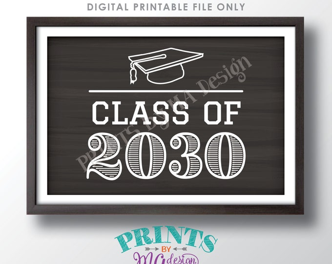 Class of 2030 Sign, High School Graduation 2030 Sign, First Day of School, Future Graduate 2030, PRINTABLE 24x36” Chalkboard Style Sign <ID>