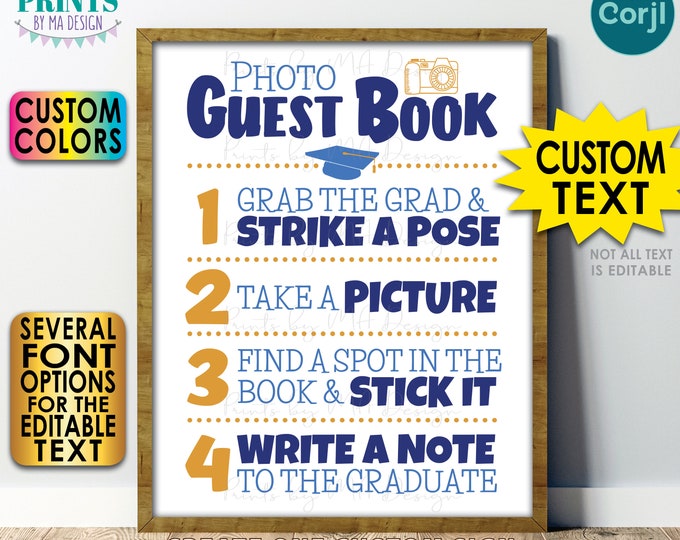 Editable Graduation Photo Guestbook Sign, Selfie Station, Guest Book, Photo Booth, Custom PRINTABLE 8x10/16x20” Sign <Edit Yourself w/Corjl>