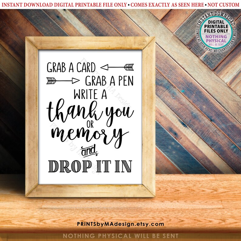 Grab a Card Grab a Pen Write a Thank You or Memory and Drop It Etsy