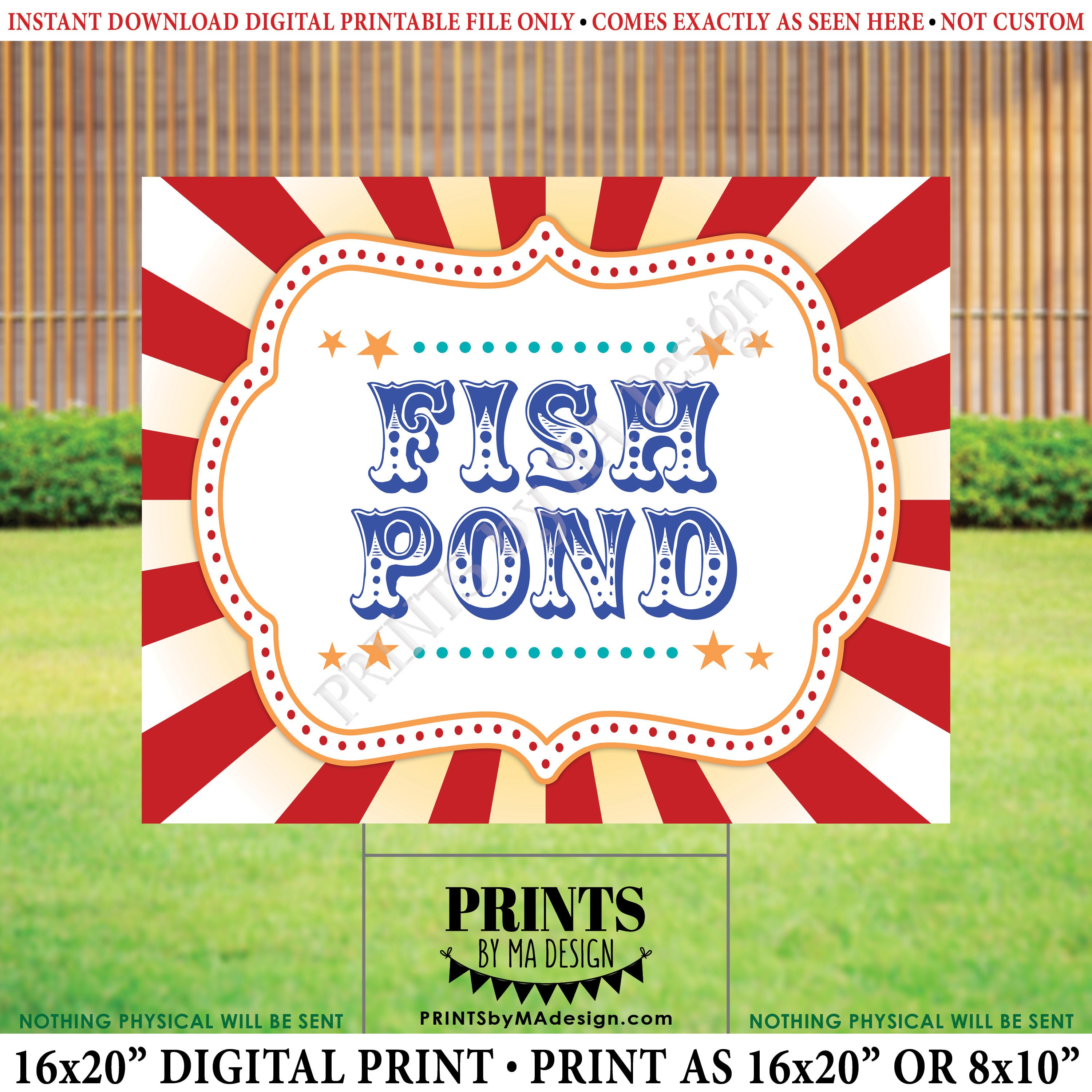 Fish Pond Sign, Carnival Activities Sign, Carnival/Circus Party Games, Fish  Bowl Toss, PRINTABLE 8x10/16x20” Sign