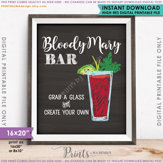 Bloody Mary Bar Sign, Create Your Own Bloody Mary, Wedding Bridal