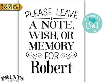 Please Leave a Note Wish or Memory Sign, Write a Message Sign, PRINTABLE 16x20” Sign, B&W <Edit Yourself with Corjl>