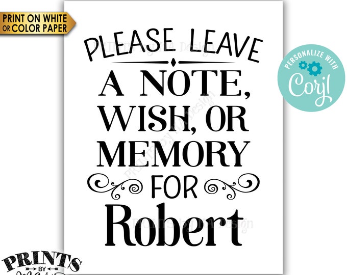 Please Leave a Note Wish or Memory Sign, Write a Message Sign, PRINTABLE 16x20” Sign, B&W <Edit Yourself with Corjl>