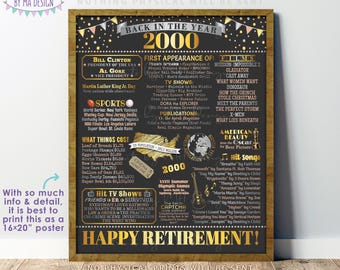 Back in the Year 2000 Retirement Party Poster Board, Flashback to 2000 Sign, PRINTABLE 16x20” Retirement Party Decoration <ID>