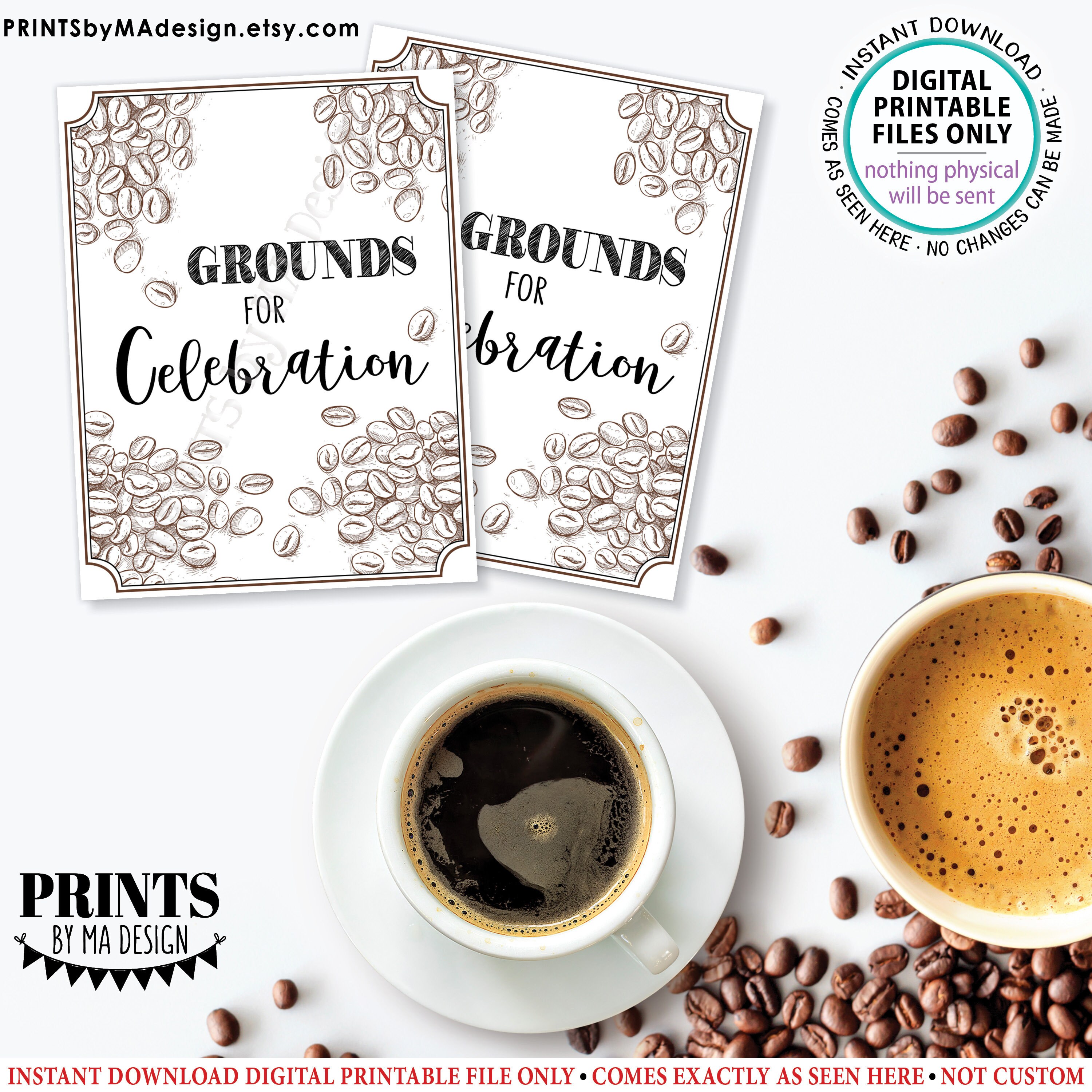 Grounds for Celebration Coffee Tags or Cards, Event Beverage Station ...