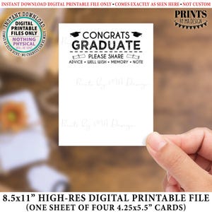 Cartes de félicitations pour diplômé, conseils souvenirs pour le diplômé, cartes de 4,25 x 5,5 po. sur feuille imprimable 8,5 x 11 po., remise des diplômes <ID>