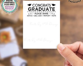 Congratulations Graduate Cards, Memory Advice Well Wishes for the Grad, 4.25x5.5" cards on PRINTABLE 8.5x11" Sheet, Graduation Party <ID>
