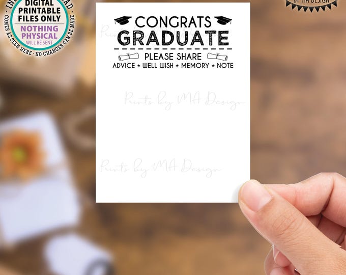 Congratulations Graduate Cards, Memory Advice Well Wishes for the Grad, 4.25x5.5" cards on PRINTABLE 8.5x11" Sheet, Graduation Party <ID>