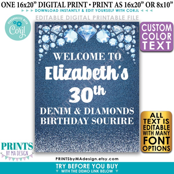 Denim and Diamond Sign - Etsy