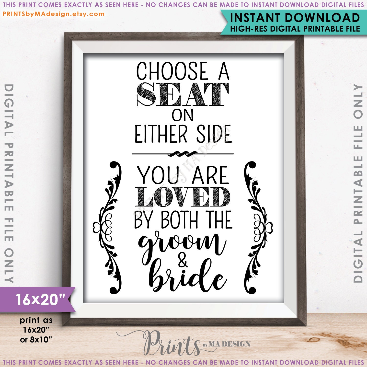 Pick A Seat wedding Sign Free Printable