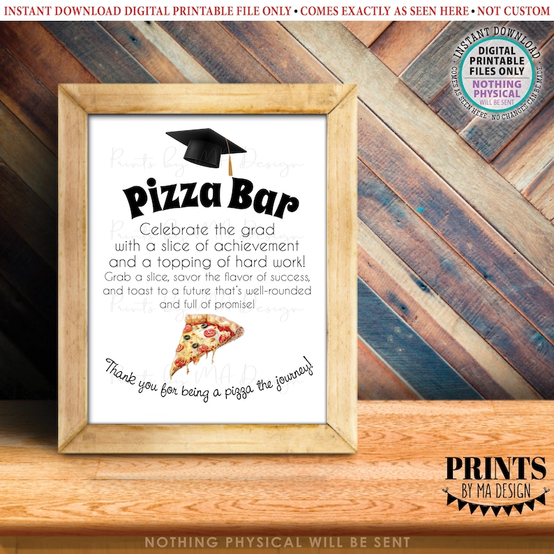 Graduation Pizza Bar Sign, Graduation Pizza Menu, Grab a Slice, Punny ...