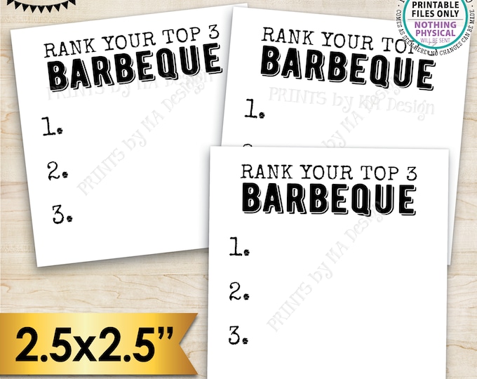 BBQ Voting Cards, Barbeque Cook-Off Voting Ballots, 2.5" Square Cards on a Digital PRINTABLE 8.5x11" File <ID>