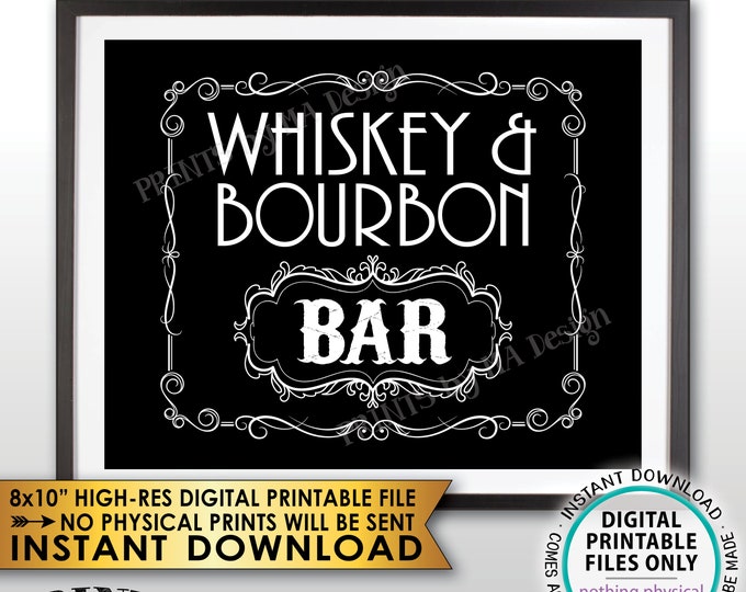 Whiskey & Bourbon Bar Decor, Whiskey and Bourbon Bar Sign, Better with Age Vintage Whiskey Gift, Black and White PRINTABLE 8x10” Sign <ID>